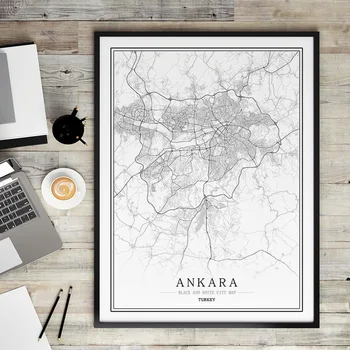 

Turkey Black and White City Map Poster Nordic Living Room Ankara Istanbul Wall Art Home Decor Canvas Painting Creative gift