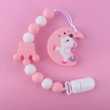 

Cute Silicone Teethers and Silicon Teether Leash Strap 2Pcs/set Newborn Pacifier Clips Gift