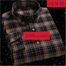 Новое поступление супер большие подушки из чистого хлопка в клетку с длинным рукавом рубашки мужские свободные фланелевые повседневные размера плюс M-4XL 5XL 6XL 7XL 8XL