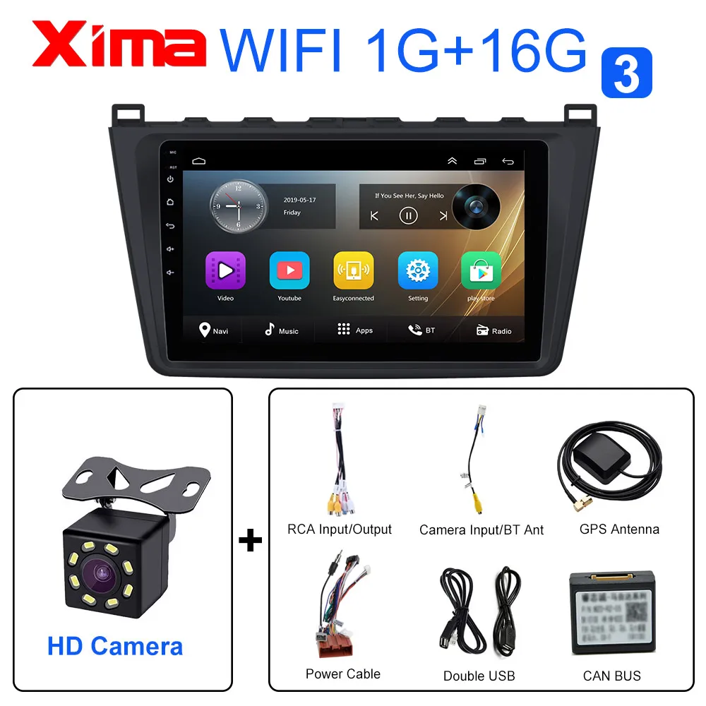 RAM 1G M6-CAM 2G+ 32G 2 din Android 9,0 Автомагнитола для Mazda 6 Rui wing 2008 2009 2010 2011 2012- Wifi радио аудио gps Мультимедиа Playe - Color: RAM 1G M6-CAM
