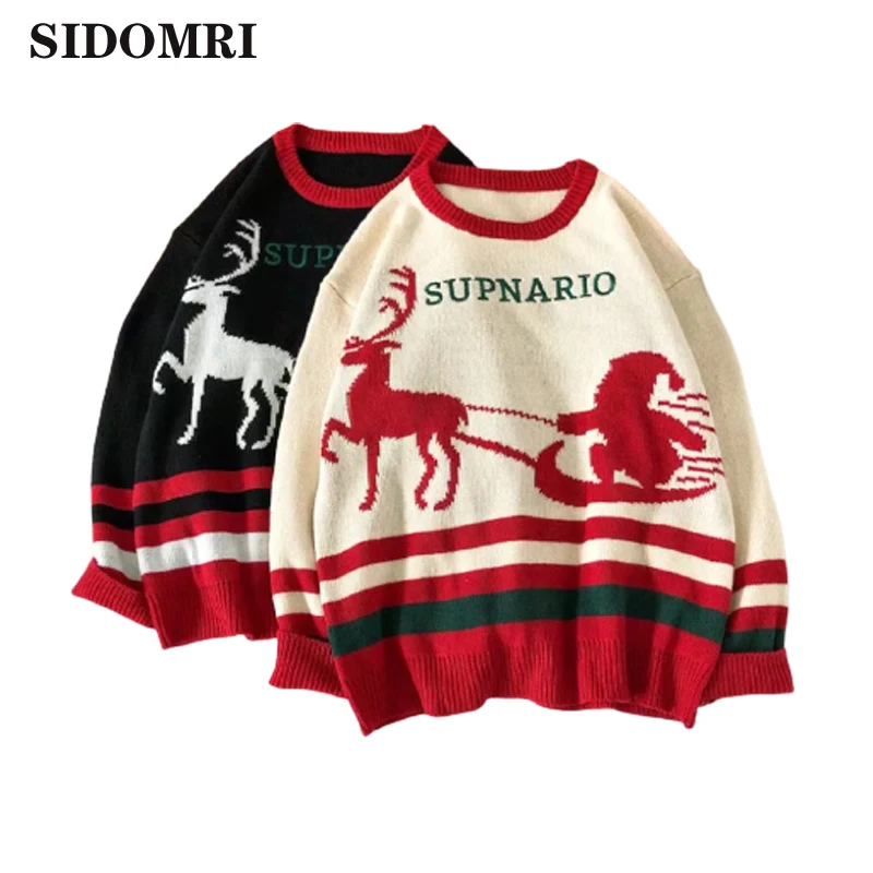 

Winter Autumn Men Sweaters Christmas Print O Neck Pullover Fashion Harajuku Sweater Mens Soft Slim Casual Knitted Sweaters
