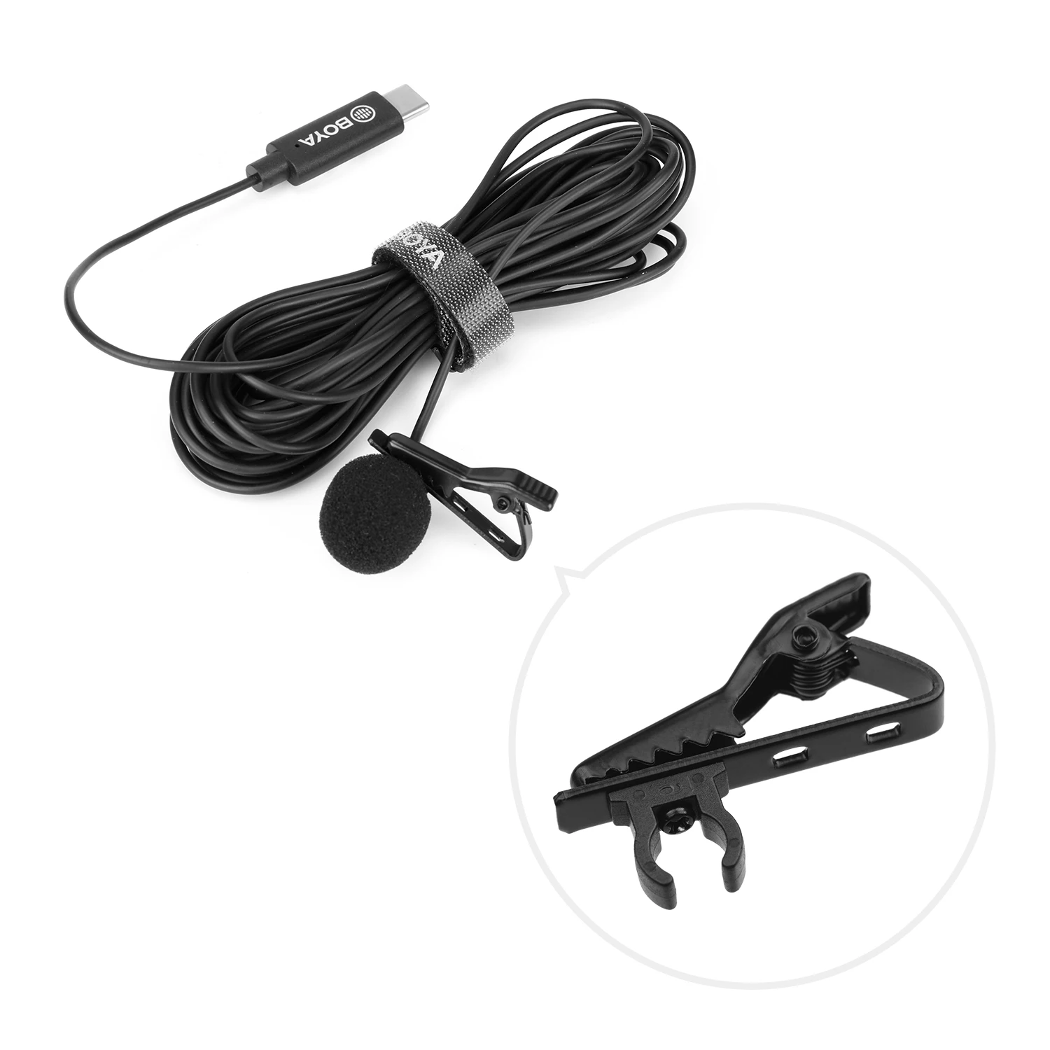 BOYA BY-M3 Lavalier Lapel Microphone mini Mic Omnidirectional Single Head  6 Meters Cable Compatible with USB Type-C Interface