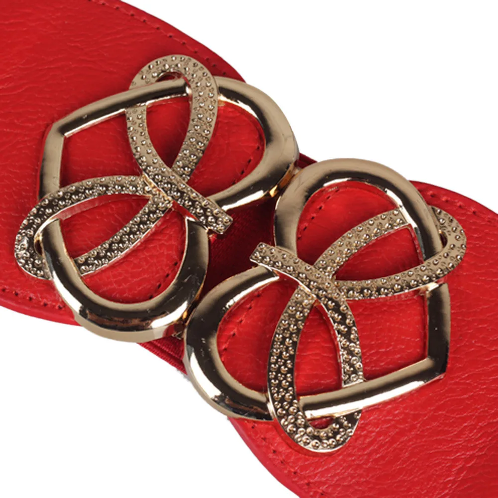 Jaycosin Adjustable Unisex Retro Fashion Decorative Elastic Wide Waistband Popular Metal Button Casual Leisure Belt