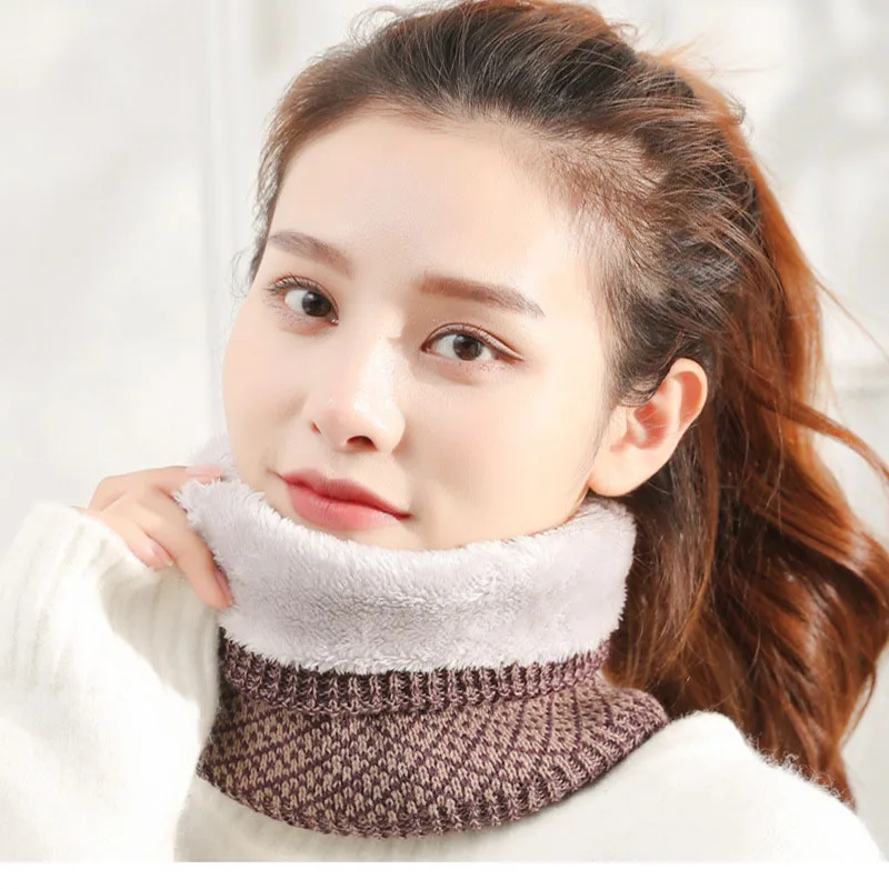 Winter Ring Collar Scarf Warm Knitted Thick Elastic Knit Mufflers Neck Warmer 