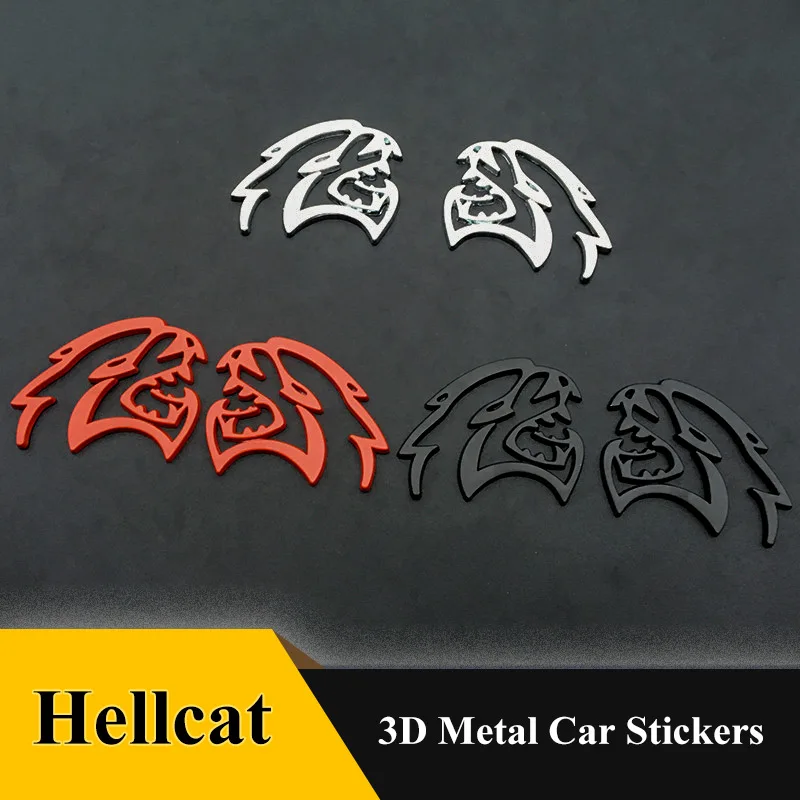 

1pcs 3D metal Car fender decorative stickers Hellcat emblem car styling Badge for Jeep Wrangler Cherokee Dodge Charger SRT4 SRT8