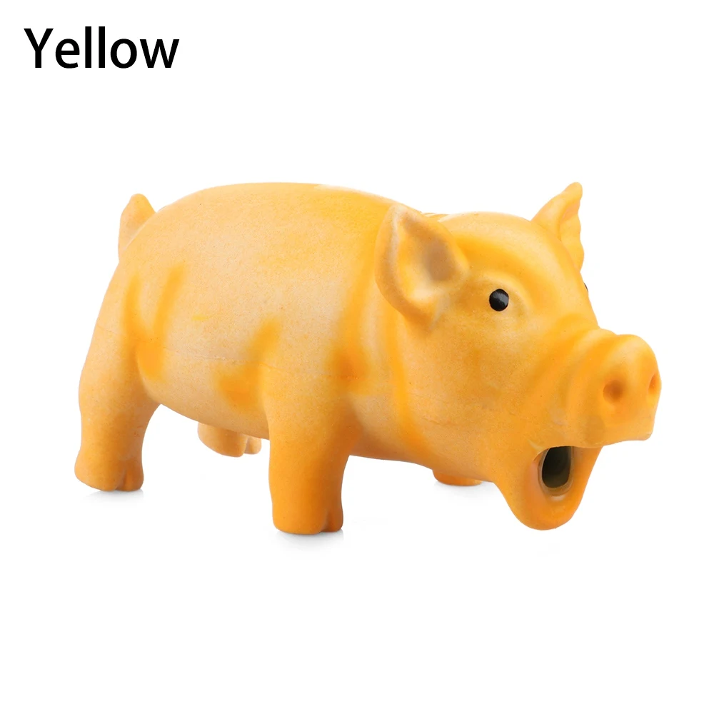 Yellow Pig Милая собака, пищащая жевательная игрушка, латексная свинья, плюшевая белка, пищалка, игрушка для щенка, тренировка, интерактивная игрушка для снятия стресса, товары для домашних животных - Цвет: Yellow Pig