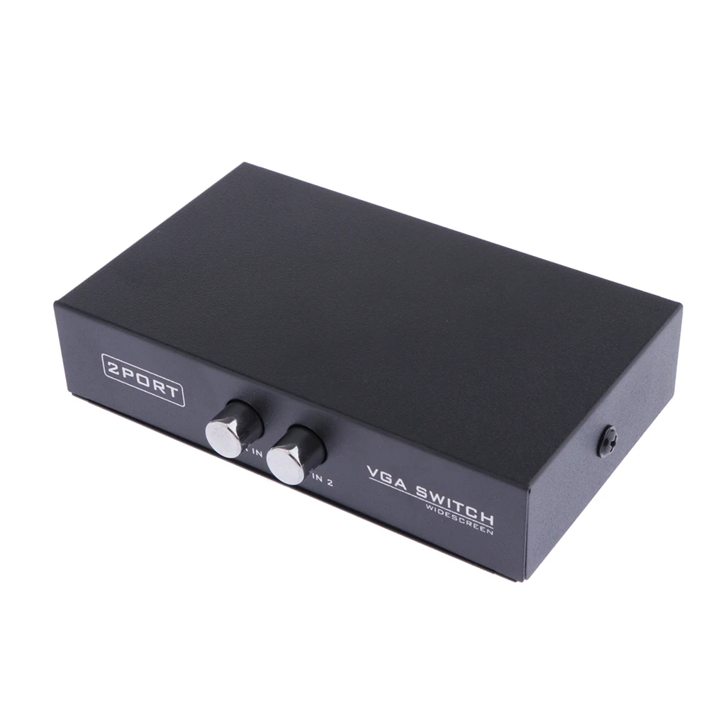 2-Port VGA Switch, Video Audio Bidirectional Switcher Box Metal Housing Shell for PC Monitor Sharing
