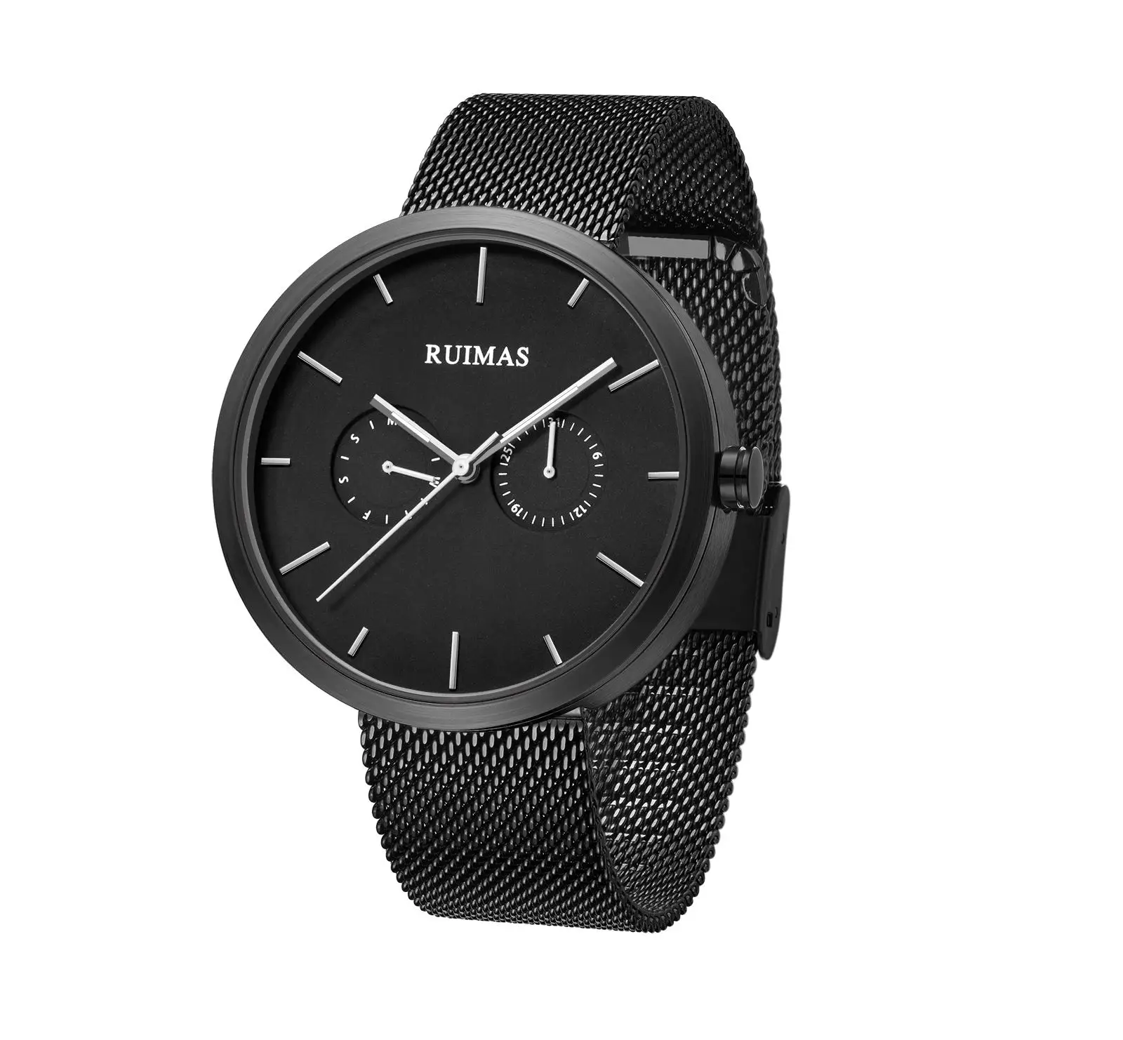

RUIMAS Men Watches for Male Quartz Watch Ultra Slim Mesh Band Black Wristwatch Simple Design Relojes Para Hombre 2019 Clock