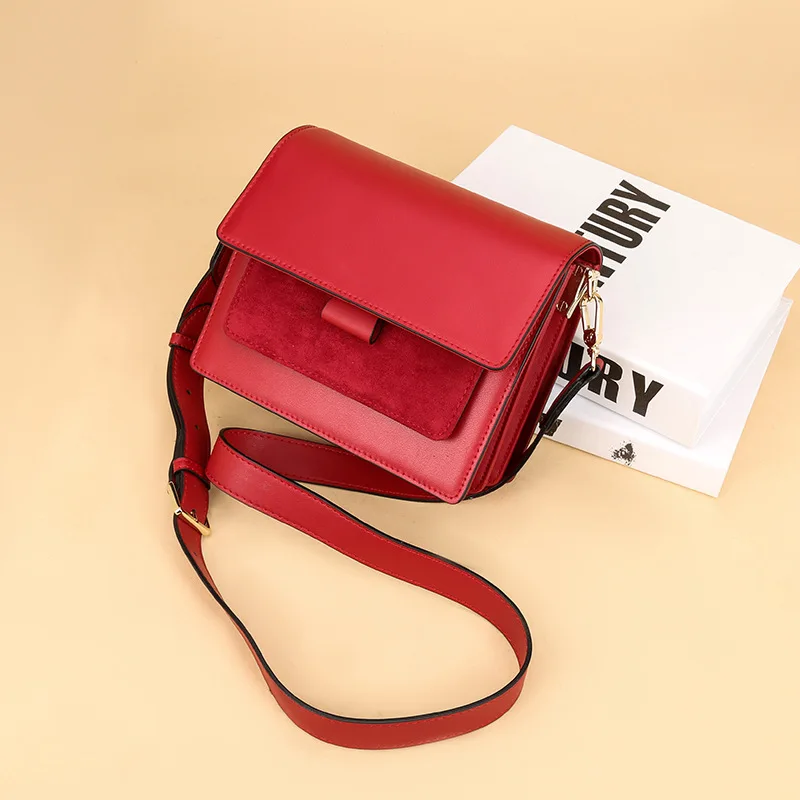 

Guangzhou WOMEN'S Leather Bags Supply of Goods Wechat Business Cowhide Bag 2019 New Style Fashion Europe And America Square Slin