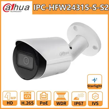 

Dahua IP Camera IPC-HFW2431S-S-S2 4mp camera Starlight POE SD Card Slot Audio Alarm H.265+ 60M IR IVS IP67