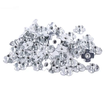 

80 Pcs/set M3 M4 M5 M6 M8 Zinc Plated Four Claws Nut Speaker Nut T-nut Blind Pronged Tee Nut Furniture Assortment Kit