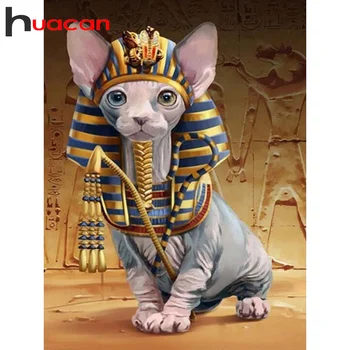 

Huacan Full Square&Round Diamond Painting Cat 5d DIY Diamond Embroidery Decoration Home Art Kit