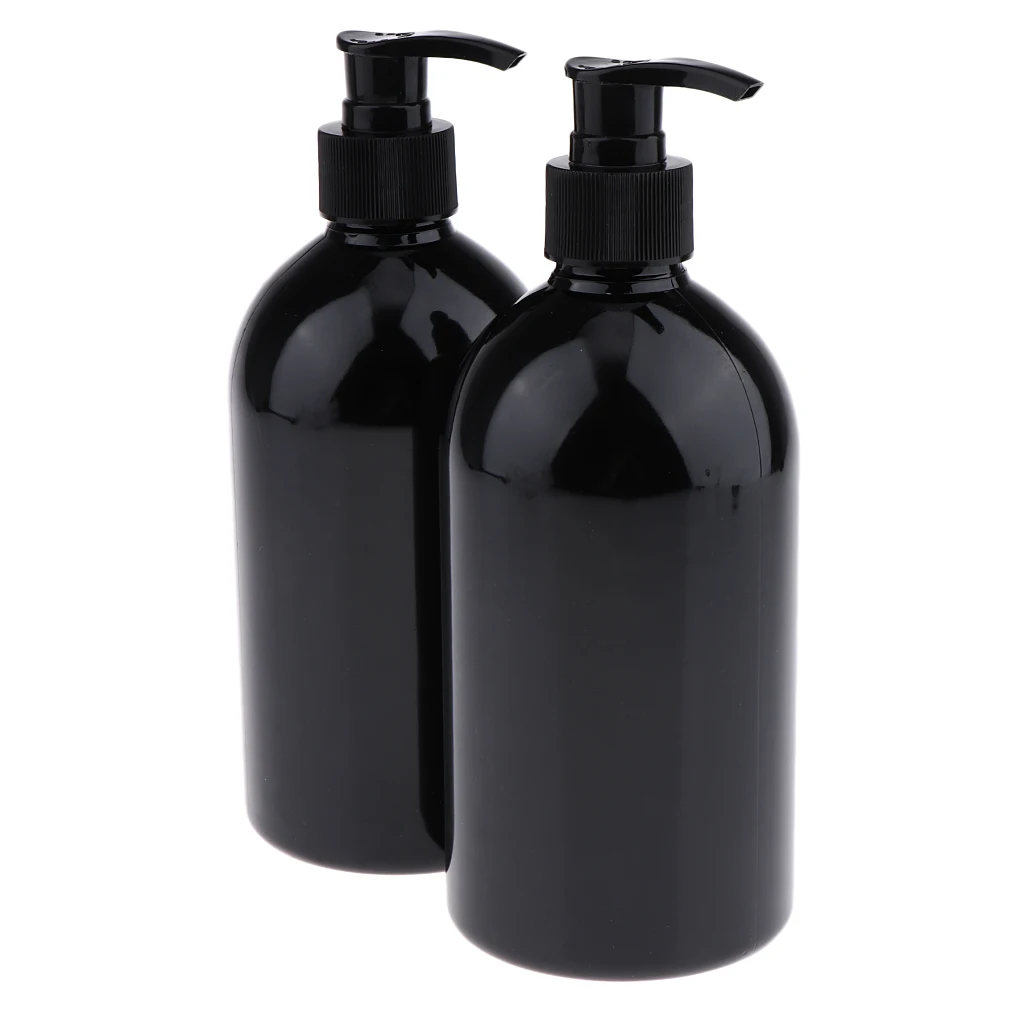 2pcs/set Leak-proof Refillable Empty Durable Amber PET Plastic Shampoo & Conditioner Cosmetic Bottle 500ML for Travel Home
