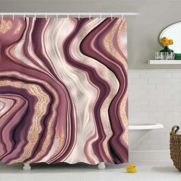 1 шт. 3D мраморная текстура печать шторка для ванны Водонепроницаемая полиэфирная занавеска с крючками креативный Декор ванной комнаты 180x180 см - Цвет: color-2