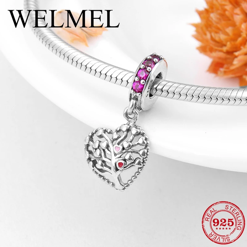 

High quality 925 Sterling Silver tree of Hearts Life DIY Pendants Beads Fit Original Pandora Charm Bracelet Jewelry making