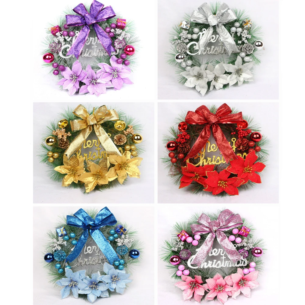 30CM Christmas Wreath Hanging Decor For Xmas Party Door Wall Garland Ornament Decors