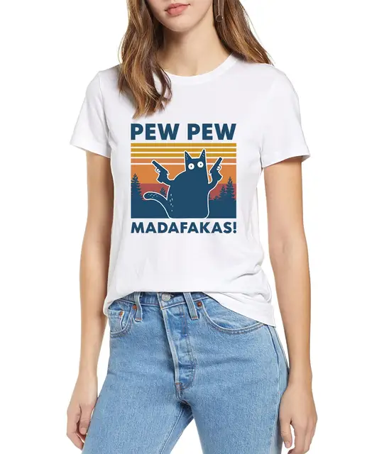 Black Cat Pew Pew Madafaka Funny Cat 