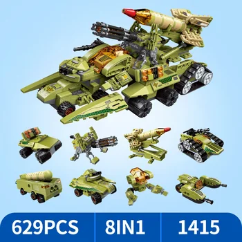 

629 PCS 8 IN 1 Armored vehicle Children Building Blocks Toys for Boys Army Military WW2 Weapon Bricks Blocks Educational Toys