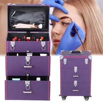 

Rolling luggage bag for cosmetic makeup case trolley salon case large capacity trolley storage case nail art tattoo tool box