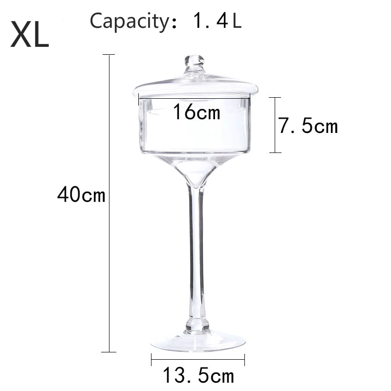 Утолщенная стеклянная банка для конфет, прозрачный высокий поднос для торта, праздничные вечерние украшения, емкость для хранения десертов с крышкой, пылезащитный