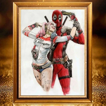 

5d Diamond Embroidery Deadpool Love Harley Quinn Diamond Mosaic Cross Stitch Diamond Painting Superhero Needlework Rhinestones