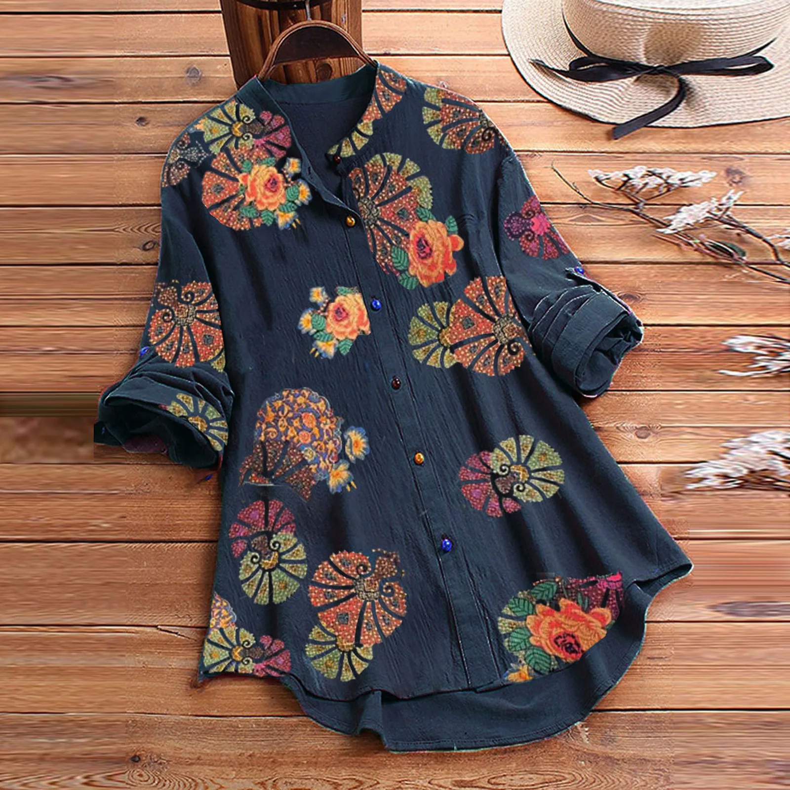 Tops y blusas de dos piezas para mujer, Túnica informal holgada de manga larga, camisa femenina de talla grande, n. ° 4
