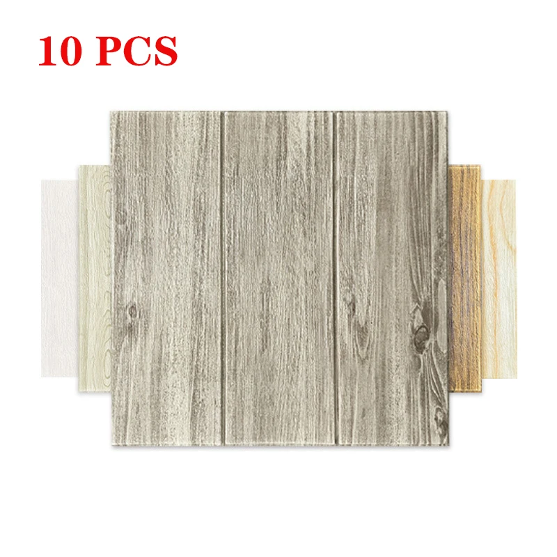 3D Wood Grain Wall Sticker DIY Home Decor Wall Stickers Soft Collision