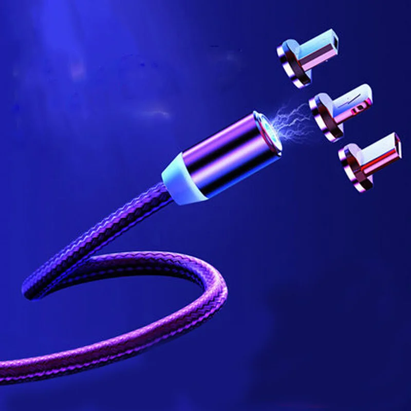 

1M 360 Degree Rotate Magnetic Micro Cable For iPhone Samsung Huawei Mate 20 30 Xiaomi Phone Charging USB Type C Cable Wire Cord