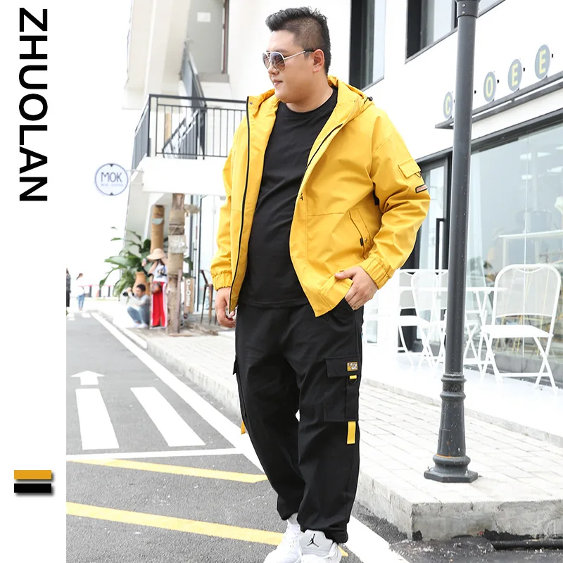 

2019 Lard-bucket Loose-Fit Set Men's Plus-sized Workwear Two-Piece Set Fashion Large Size Men'S Wear 300 Wearable
