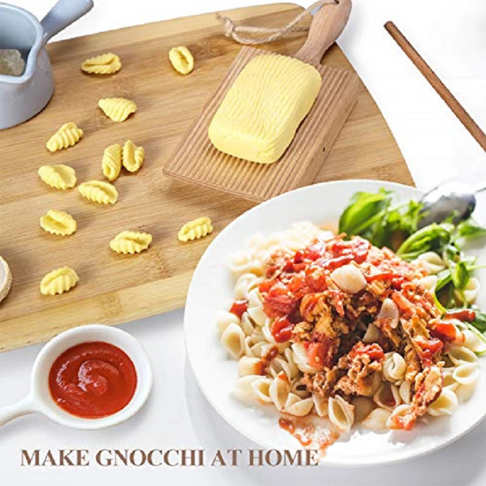 Walfos Noodles Wooden Butter Table And Popsicles Easily Make Authentic Homemade Pasta And Non-Stick Butter Pasta Board