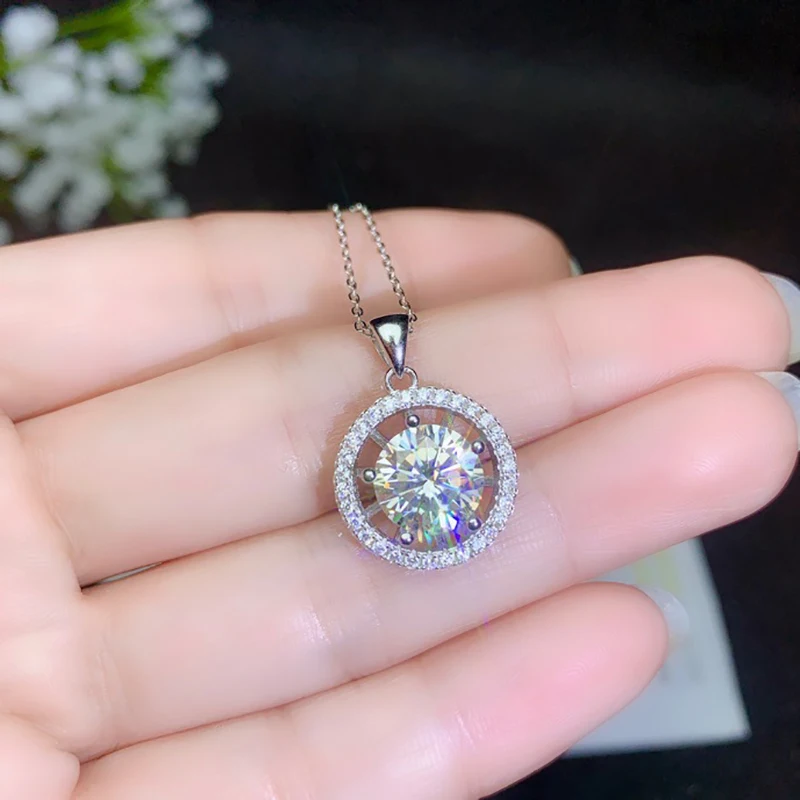 BOEYCJR 925 серебро 0.5ct/1ct/2ct/3ct F цвет Moissanite VVS помолвка Свадебная подвеска, ожерелье для женщин Подарок на годовщину