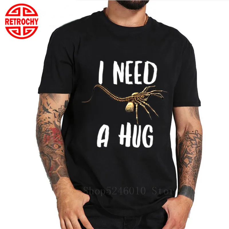 Alien Facehugger T Shirt Funny Scorpion Print I need a hug For Men's