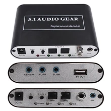 Com porta usb decodificador de som de áudio digital 5.1 engrenagem de áudio dts/ac3/6ch conversor de áudio digital lpcm a 5.1 saída analógica 2.1