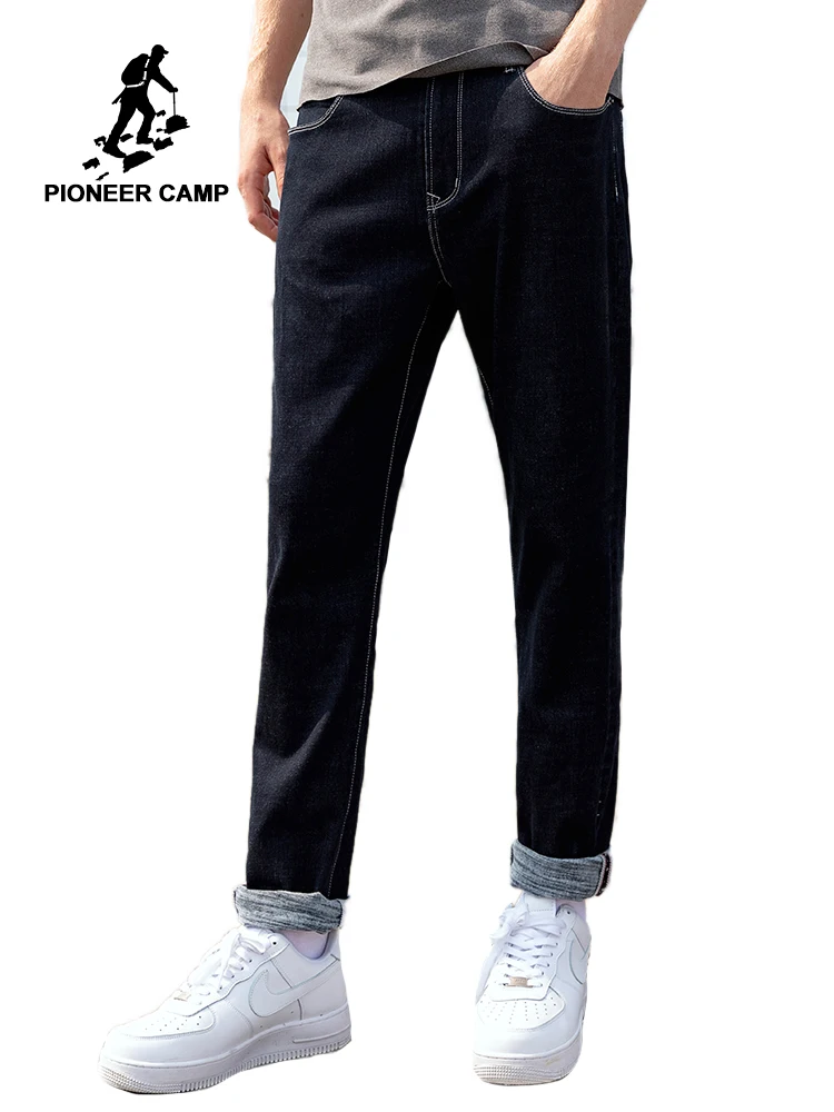 Пионерский лагерь зимние джинсы мужские толстые хлопковые прямые уличные черные однотонные повседневные штаны мужские ANZ903534T