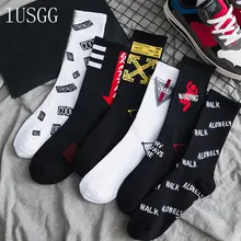 Носки с тотемными буквами, хлопковые популярные спортивные носки для мужчин и женщин, носки для хип-хопа, уличного скейтборда, Ulzzang носки без пятки
