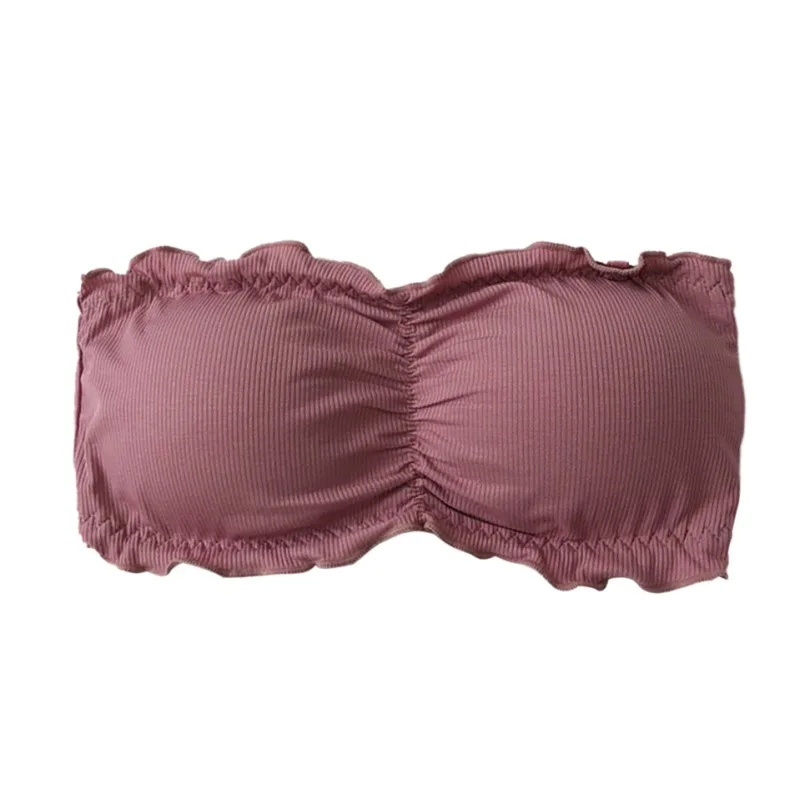 Темы для женщин бюстгальтер сплошной цвет Тонкий Вязание дна стрейч слинг женские топы Sujetador Sostenes De Mujer - Цвет: P