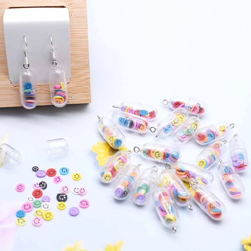 Cartoon Smiley Polymer Clay Plastic Transparent Pills Charms Diy Earring Keychain For Jewelry Making Accessories - Resin Diy&silicone Mold AliExpress