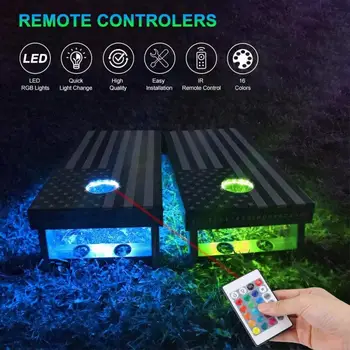 2/1Pcs Sandbag Cornhole LED Lights, Ultra Bright Board Corn Hole Light, With Remote Control Board Ring Lights Throw Sandbag Game 2