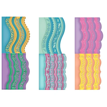 

6PCS/LOT Vintage Lace Embrossing Curved Wavy Border Edge Metal Cutting Dies Embossing Scrapbooking Paper Card Making DIY Card