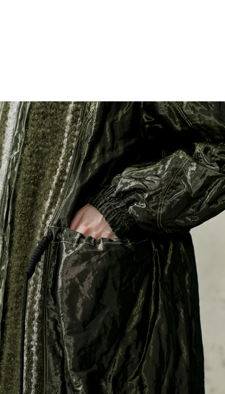 11,11 дизайн AIGYPTOS женская зимняя пуховая куртка короткое повседневное свободное шерстяное лоскутное металлическое блестящее длинное пуховое пальто с капюшоном