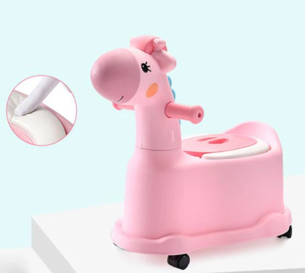 soft pink wheel Очень большой милый детский туалет с жирафом, детский туалет для девочек, детский туалет для мальчиков - Цвет: soft pink wheel
