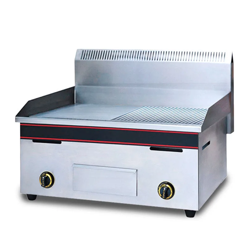 

LPG/LNG Desktop Half Flat Half Grain Teppanyaki Steak Frying Pan Oven Western Food Commercial Rapid Heating Fried Meat Quickly
