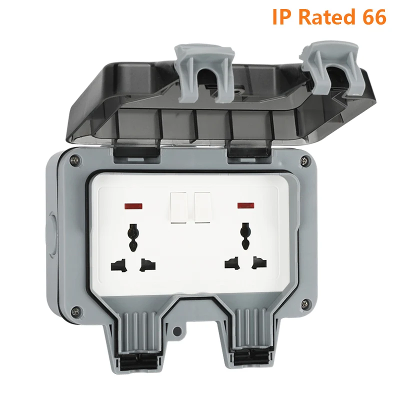External IP54 Single 1 Gang 13 Amp Waterproof Wall Plug Socket Kit Outside Use 