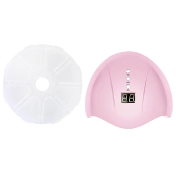 

1Pcs 8 Slots Storage Box Clear Round & 1Pcs Mini 5B 36W 12Leds Led Nail Dryer Uv Lamp Light Phototherapy Machine