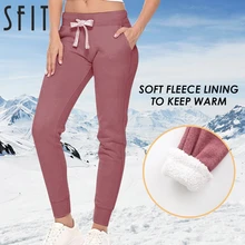 Sfit, женские штаны для бега, на лентах, с боковыми бархатными завязками, спортивные штаны с карманами, одноцветные, тонкие, зимние, теплые, женские спортивные штаны для бега