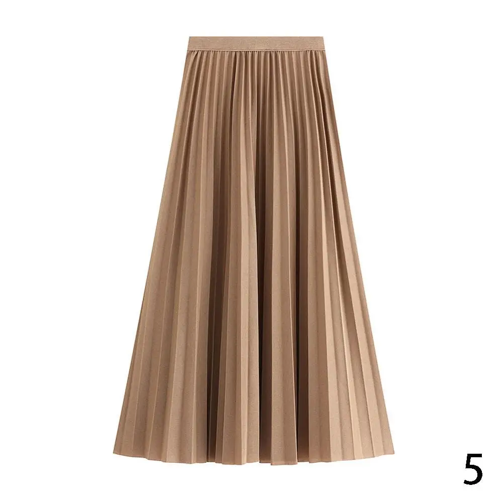 Осенне-зимняя двухслойная Женская замшевая юбка, длинные плиссированные юбки для женщин, винтажная Женская юбка миди для девочек - Цвет: 5