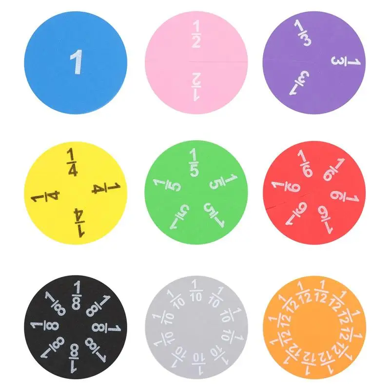 

2 Sets of 18pcs Educational Resources Fraction Tray Round Fraction Learning Prop