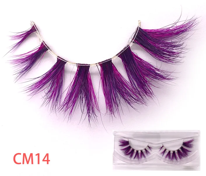 CM14 New color 3D luxury mink lashes wholesale natural long individual thick fluffy colorful false eyelashes Makeup Extension Tools - Цвет: CM14
