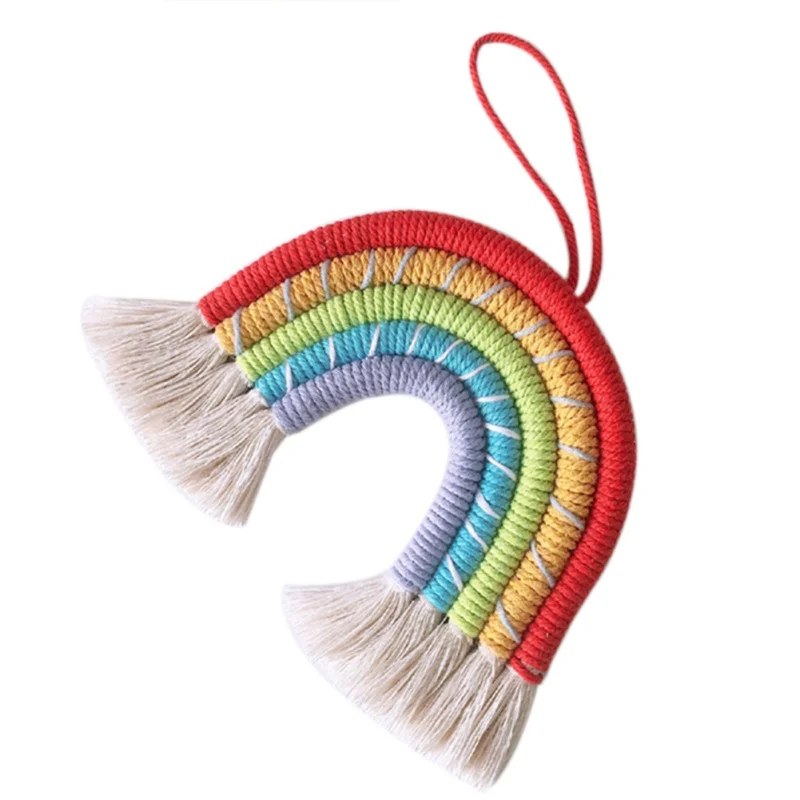 Hand-Woven Rainbow Ornaments Wall Hanging Art Home Decoration For Kids Room Decoration For Photography Props