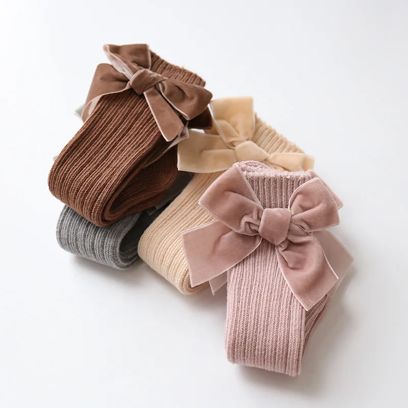 Cotton Socks Winter Baby Knee High Socks Kids Big Bow Christmas Woolen Leg Warmers Girls 0-5Years